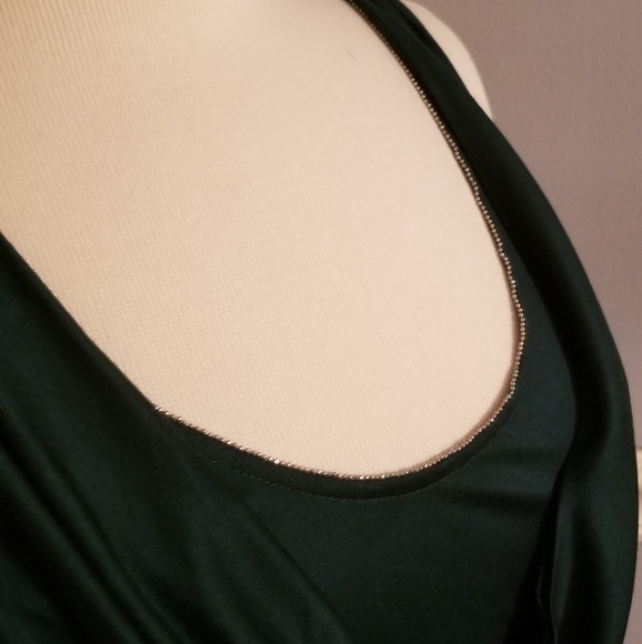 White House Black Market dressy winter green top - Picture 3 of 8